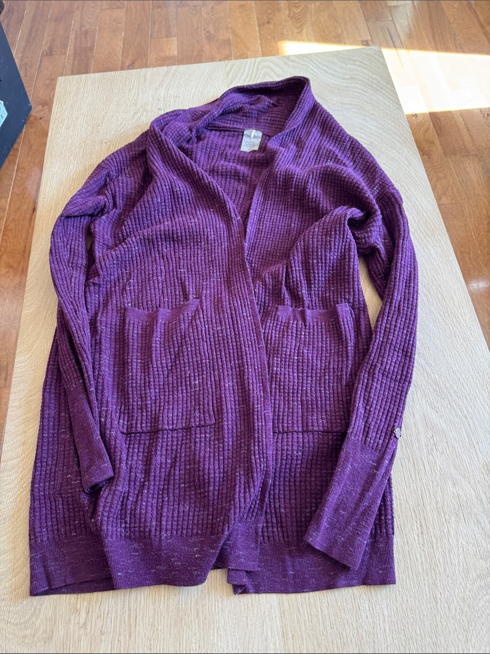 CALIA by Carrie Underwood Ribbed Open-Front Cardigan — Purple